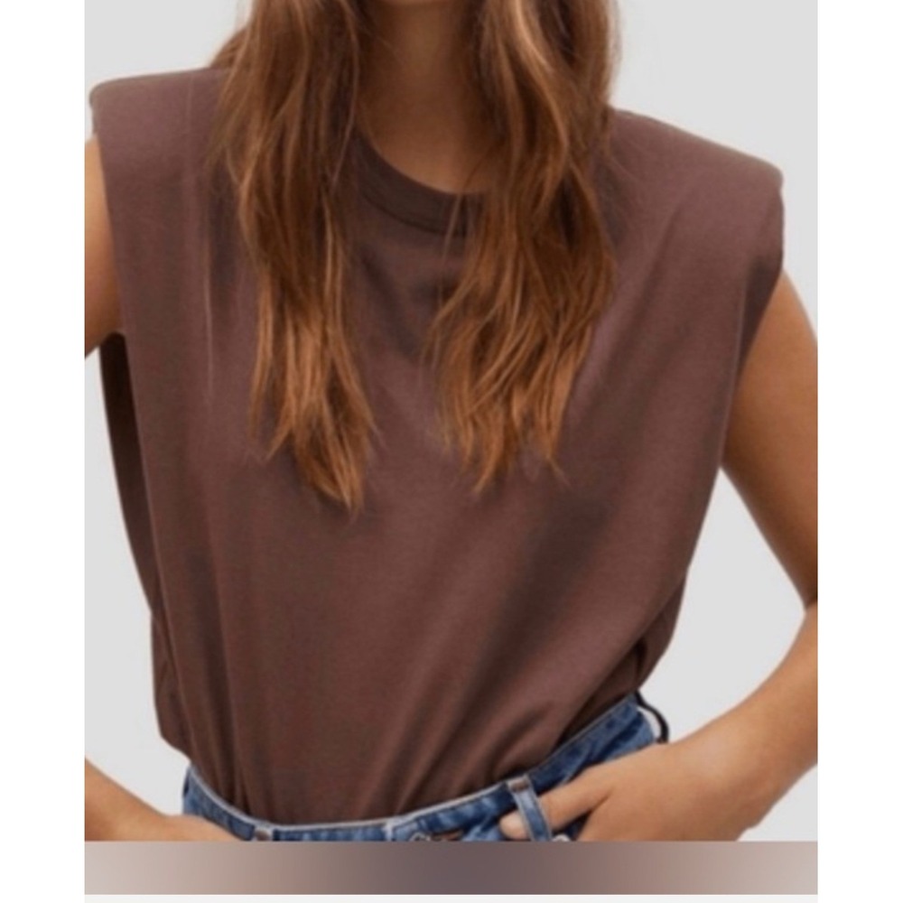 Aritzia Babaton Muscle Tank Top Brown Cropped Crew Neck Sleeveless XS